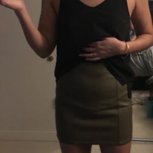 Olive pleather skirt